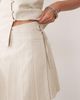 Miss Selfridge Miss Selfridge tailored linen look pleated mini skirt in beige stripe-Green - 3