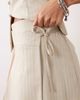 Miss Selfridge Miss Selfridge tailored linen look pleated mini skirt in beige stripe-Green - 4