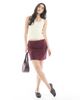 Miss Selfridge Miss Selfridge tailored mini skirt in fig-Purple - 3