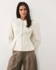 Miss Selfridge Miss Selfridge tailored power shoulder peplum blazer in ivory-White - 1