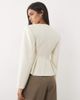 Miss Selfridge Miss Selfridge tailored power shoulder peplum blazer in ivory-White - 4
