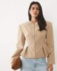 Miss Selfridge Miss Selfridge tailored power shoulder peplum blazer in neutral-pink - 1