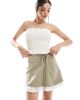Miss Selfridge Miss Selfridge tailored ruffle hem mini skirt in olive-Black - 1