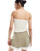 Miss Selfridge Miss Selfridge tailored ruffle hem mini skirt in olive-Black - 3