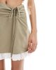 Miss Selfridge Miss Selfridge tailored ruffle hem mini skirt in olive-Black - 4