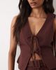 Miss Selfridge Miss Selfridge tailored tie front top in chocolate - part of a set-Brown - 2
