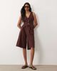 Miss Selfridge Miss Selfridge tailored tie front top in chocolate - part of a set-Brown - 3