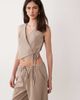 Miss Selfridge Miss Selfridge tailored wrap vest in neutral pinstripes - part of a set - 3