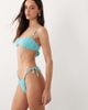 Miss Selfridge Miss Selfridge textured faux pearl tie side bikini bottom in turquoise-Blue - 4