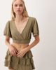Miss Selfridge Miss Selfridge textured wrap frill sleeve top in khaki green - part of a set - 1