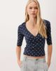 Miss Selfridge Miss Selfridge three quarter length sleeve wrap top in navy polka dot print-Blue - 1
