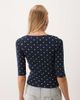 Miss Selfridge Miss Selfridge three quarter length sleeve wrap top in navy polka dot print-Blue - 4