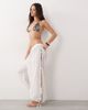 Miss Selfridge Miss Selfridge tie front beach parachute pants in cream-White - 1
