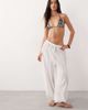 Miss Selfridge Miss Selfridge tie front beach parachute pants in cream-White - 3