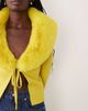 Miss Selfridge Miss Selfridge tie front cardigan with fur collar and cuff in chartreuse-Green - 2