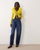 Miss Selfridge Miss Selfridge tie front cardigan with fur collar and cuff in chartreuse-Green - 3