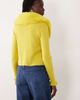 Miss Selfridge Miss Selfridge tie front cardigan with fur collar and cuff in chartreuse-Green - 4