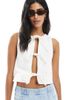 Miss Selfridge Miss Selfridge tie front denim vest in ecru-White - 1
