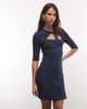 Miss Selfridge Miss Selfridge tie front mini dress with lace trim in navy-Blue - 1