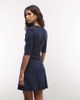 Miss Selfridge Miss Selfridge tie front mini dress with lace trim in navy-Blue - 4