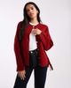 Miss Selfridge Miss Selfridge tie sides ruched cardigan in burgundy-Red - 1