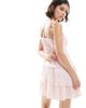 Miss Selfridge Miss Selfridge tiered linen mix mini dress in pink - 4