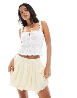Miss Selfridge Miss Selfridge tiered mini skirt in buttermilk-Yellow