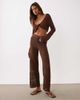 Miss Selfridge Miss Selfridge twist detail long sleeve crochet top in chocolate-Brown - 2