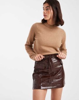 Miss Selfridge Miss Selfridge utility mini skirt in croc-Brown