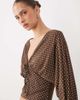 Miss Selfridge Miss Selfridge v-neck balloon sleeve top in chocolate polka dot-Brown - 3