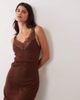 Miss Selfridge Miss Selfridge v-neck cami maxi dress with picot trim in chocolate brown - 2