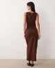 Miss Selfridge Miss Selfridge v-neck cami maxi dress with picot trim in chocolate brown - 3