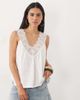 Miss Selfridge Miss Selfridge V-neck cami top with picot trim in cream-White - 1
