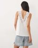 Miss Selfridge Miss Selfridge V-neck cami top with picot trim in cream-White - 3