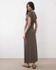 Miss Selfridge Miss Selfridge v-neck midaxi day dress with lace trim in polka dots-Brown - 4