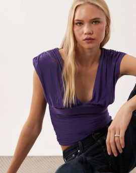 Miss Selfridge Miss Selfridge v-neck ruched tank top in purple