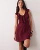 Miss Selfridge Miss Selfridge v-neck ruffle trim mini dress in burgundy-Green - 2