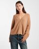 Miss Selfridge Miss Selfridge wide cuffs v neck cardigan in mocha-Brown - 1