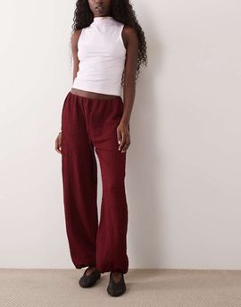 Miss Selfridge Miss Selfridge wide leg balloon pants in wine-Red
