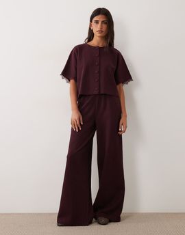 Miss Selfridge Miss Selfridge wide leg pants in plum - part of a set-Purple