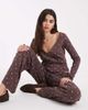 Miss Selfridge Miss Selfridge wide leg pointelle pants in chocolate polka dots - part of a set-Brown - 1