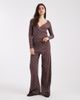 Miss Selfridge Miss Selfridge wide leg pointelle pants in chocolate polka dots - part of a set-Brown - 4