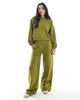 Miss Selfridge Miss Selfridge wide leg sweatpants in olive - part of a set-Green - 1