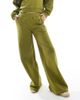 Miss Selfridge Miss Selfridge wide leg sweatpants in olive - part of a set-Green - 4