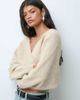 Miss Selfridge Miss Selfridge wrap batwing sweater in oatmeal-Blonde - 2