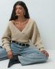 Miss Selfridge Miss Selfridge wrap batwing sweater in oatmeal-Blonde - 3