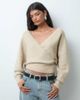 Miss Selfridge Miss Selfridge wrap batwing sweater in oatmeal-Blonde - 4