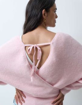 Miss Selfridge Miss Selfridge wrap batwing sweater in pink