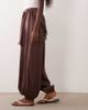 Miss Selfridge Miss Selfridge wrap detail satin balloon pants-Brown - 2