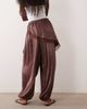 Miss Selfridge Miss Selfridge wrap detail satin balloon pants-Brown - 3